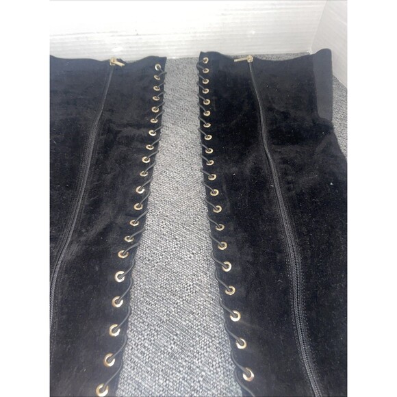 Dollhouse Thigh High Boots Black High Block Heel Dressy Tall Sock Boot Size 8.5 - Picture 5 of 15